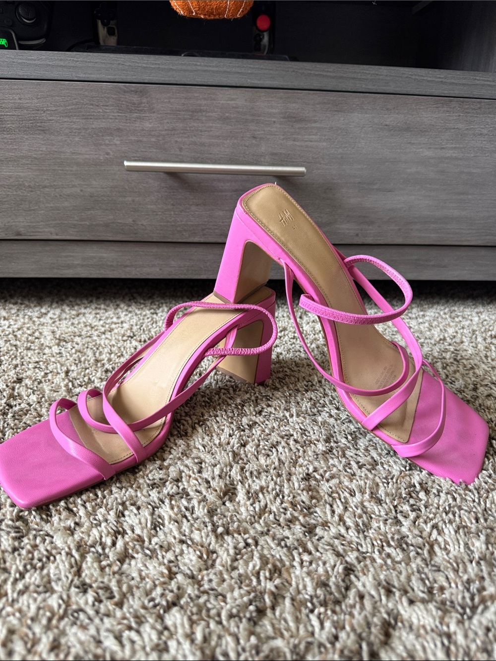 H&M Hot Pink Strappy Block Heel Sandals